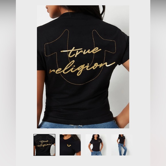 True Religion Crew Classic HS Crew Tee Jet Black - Picture 1 of 9